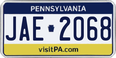 PA license plate JAE2068