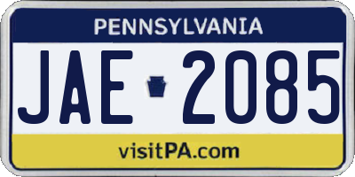 PA license plate JAE2085