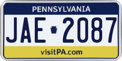 PA license plate JAE2087