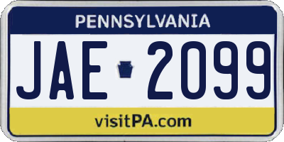 PA license plate JAE2099