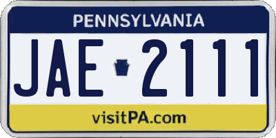 PA license plate JAE2111