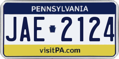 PA license plate JAE2124