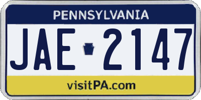 PA license plate JAE2147