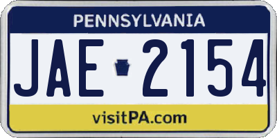 PA license plate JAE2154