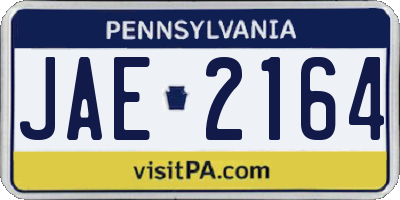 PA license plate JAE2164