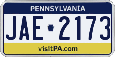 PA license plate JAE2173