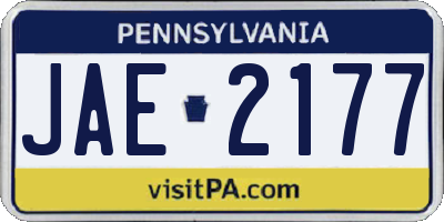 PA license plate JAE2177