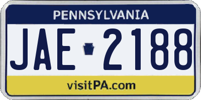 PA license plate JAE2188