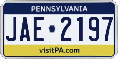 PA license plate JAE2197