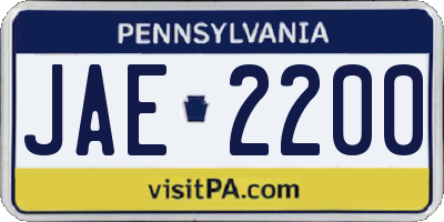 PA license plate JAE2200