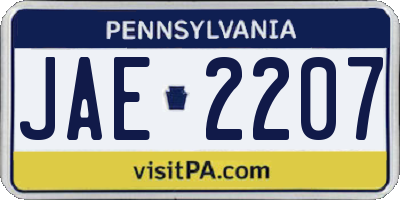 PA license plate JAE2207