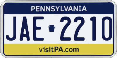 PA license plate JAE2210