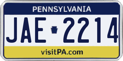 PA license plate JAE2214