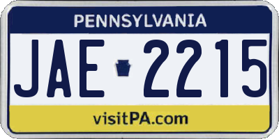 PA license plate JAE2215
