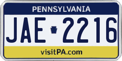 PA license plate JAE2216