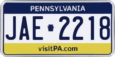 PA license plate JAE2218