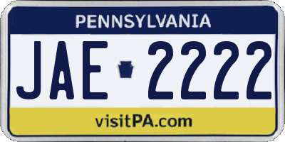 PA license plate JAE2222