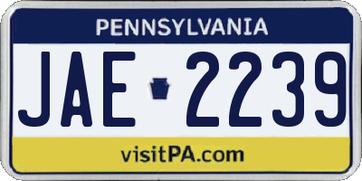 PA license plate JAE2239