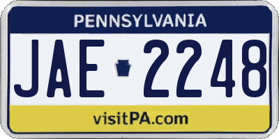 PA license plate JAE2248