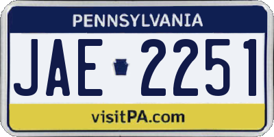 PA license plate JAE2251