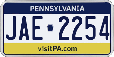 PA license plate JAE2254