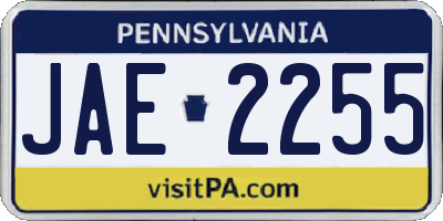 PA license plate JAE2255