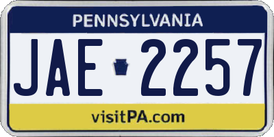 PA license plate JAE2257