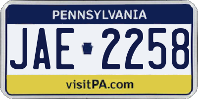 PA license plate JAE2258