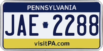 PA license plate JAE2288