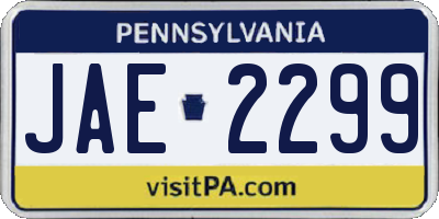 PA license plate JAE2299