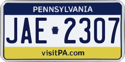 PA license plate JAE2307