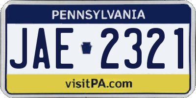 PA license plate JAE2321
