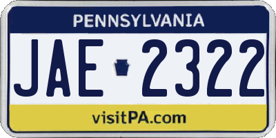 PA license plate JAE2322