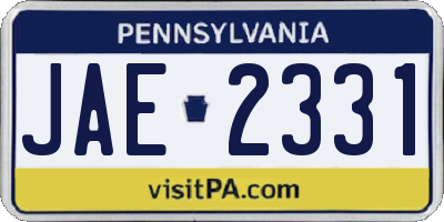 PA license plate JAE2331