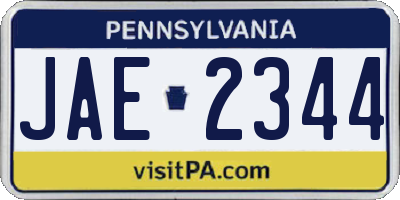 PA license plate JAE2344
