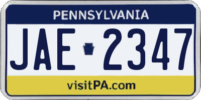 PA license plate JAE2347