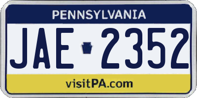 PA license plate JAE2352