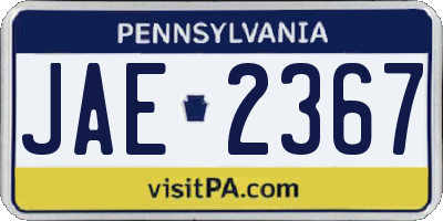 PA license plate JAE2367