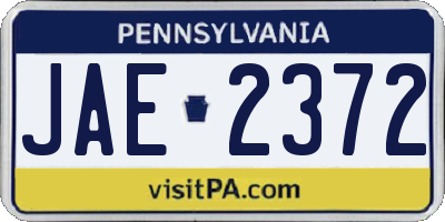 PA license plate JAE2372