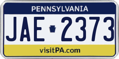 PA license plate JAE2373