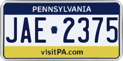 PA license plate JAE2375