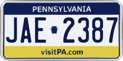 PA license plate JAE2387