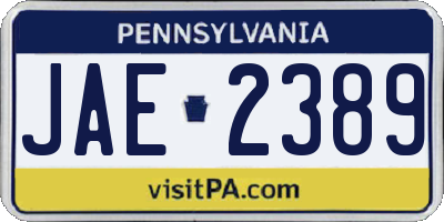 PA license plate JAE2389