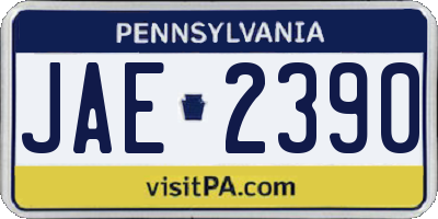 PA license plate JAE2390
