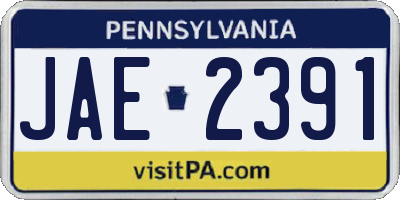 PA license plate JAE2391