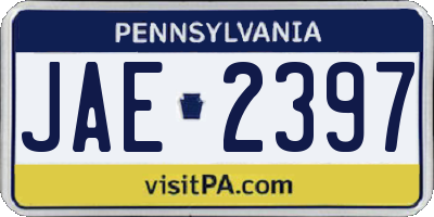 PA license plate JAE2397
