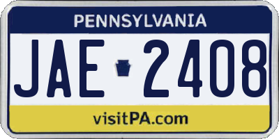 PA license plate JAE2408