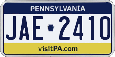 PA license plate JAE2410