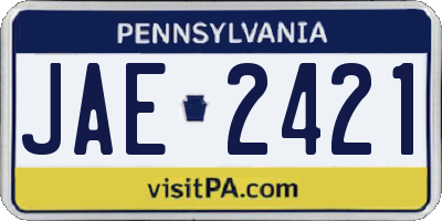 PA license plate JAE2421
