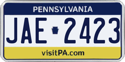 PA license plate JAE2423